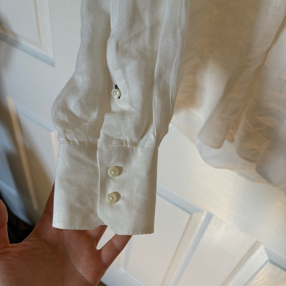 Men’s white collared shirt 100% linen - Picture 6 of 8